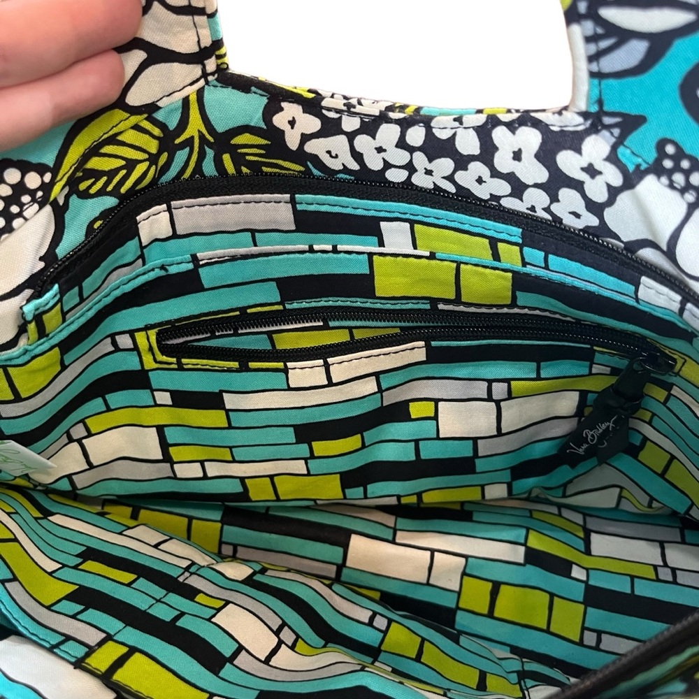 Vera Bradley Abby Purse Handbag Bag Satchel Island Blooms Blue Floral Blue Green - Picture 10 of 11